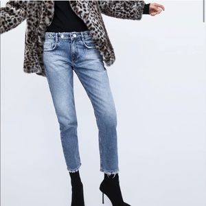 Zara cigarette jeans with bejeweled waist